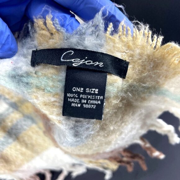 Cejan Plaid Fringe Scarf One Size Polyester - Picture 3 of 6